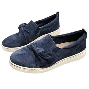 Earth Zoey Bow Blue Suede Slip-On Sneaker Shoes 7.5B